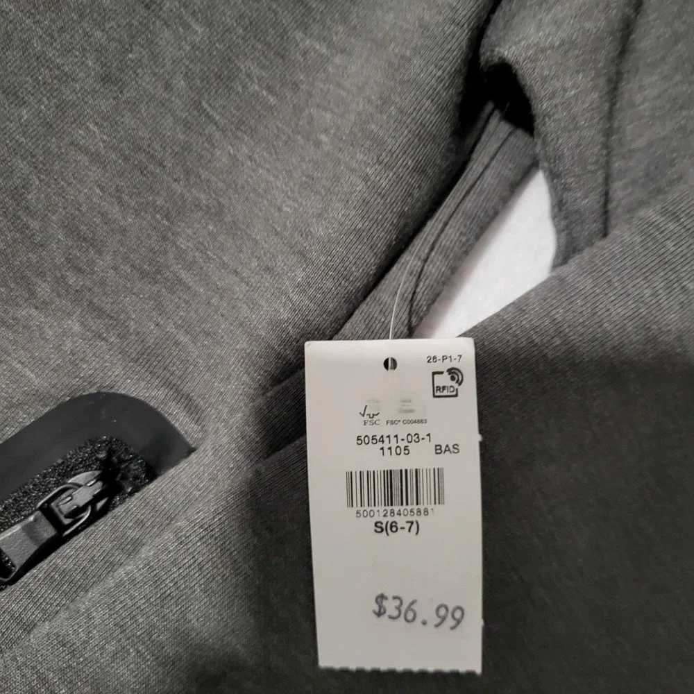 Old Navy Active Boys Small 6 7 Gray Jacket Dynamic Fleece Zip Hoodie NWT New